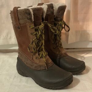 Women's Northface Brown and Black Winter Boots tall